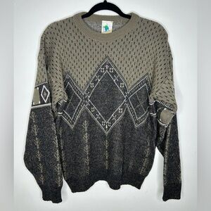 Vintage Woodman Men’s Sz L Nordic Knit Sweater Wool Blend Made In England Argyle